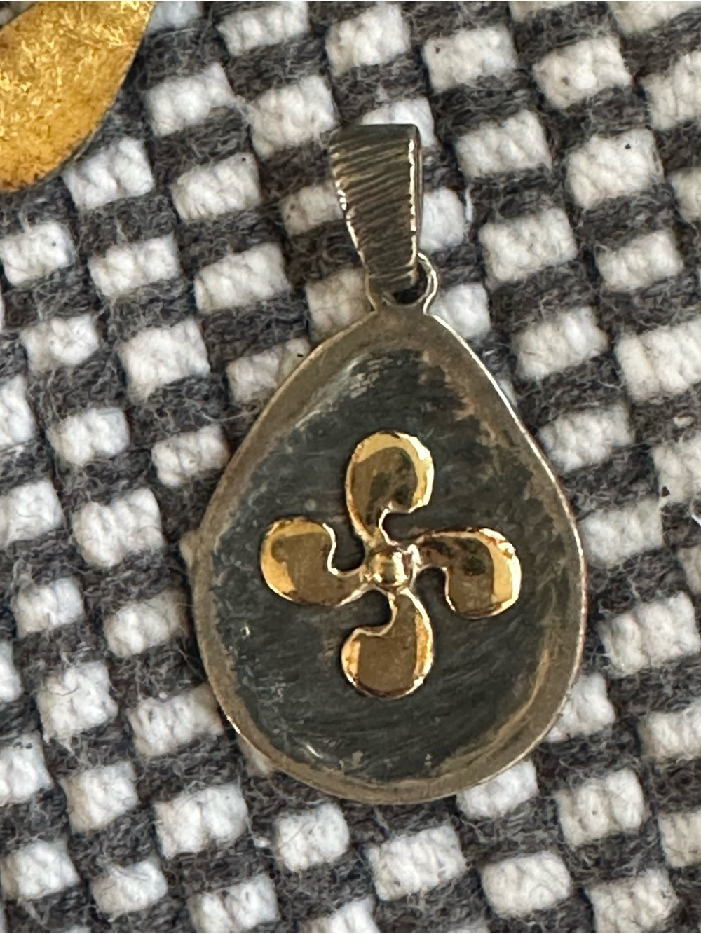 Two-Tone Teardrop Pendant Necklace with Gold Accent - Women Jewelry